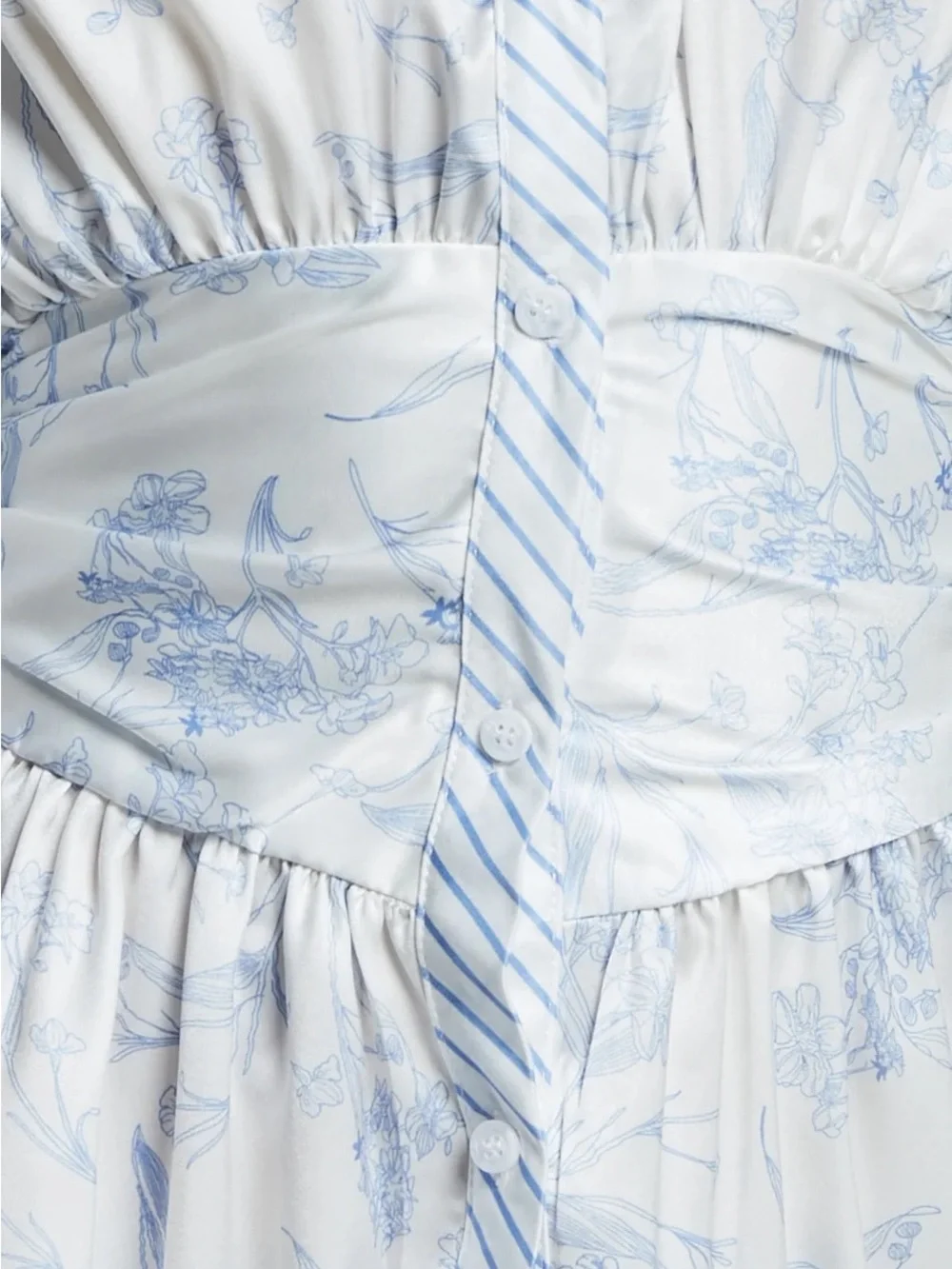 AMABELLA Light Blue & White Floral Puff-Sleeve Mini Dress - Picture 2 of 8